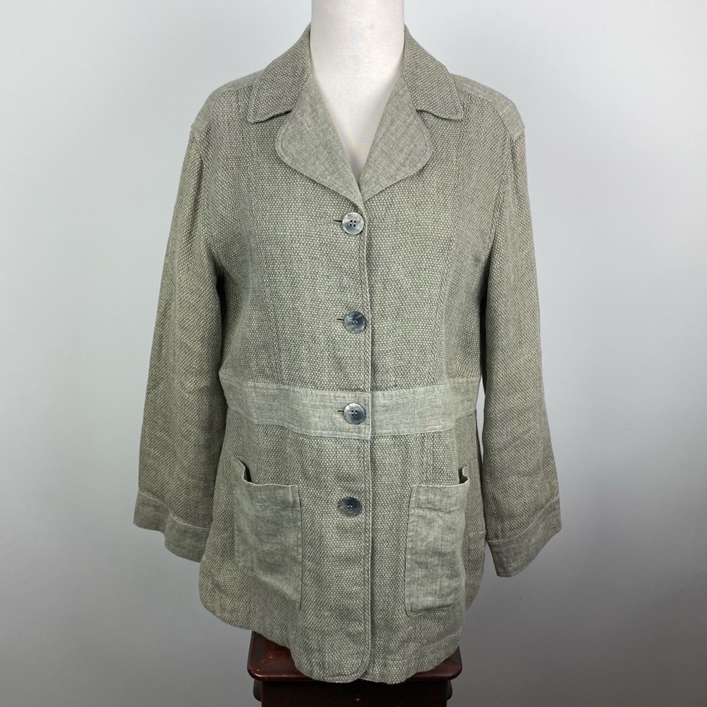 J. JILL Women’s Size 8 Hemp and Yak Summer Blazer Jacket Beige/Tan Relaxed Boxy